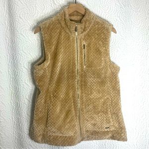 CALVIN KLEIN Super Soft Teddy Fleece Zip Up Tan Vest